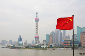 View of the modern Pudong district in Shanghai