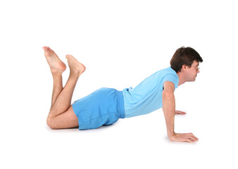 Fototapeta na wymiar yoga man on floor