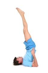 yoga man with legs up