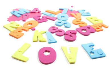 Naklejka premium VIew of letters forming the word love