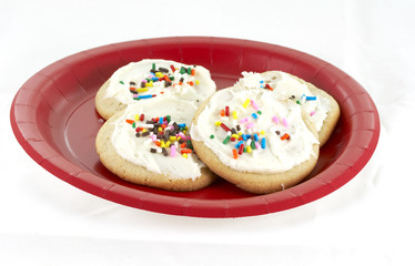 home made sugar cookies with icing and sprinkles