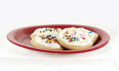 home made sugar cookies with icing and sprinkles