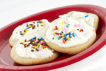 home made sugar cookies with icing and sprinkles