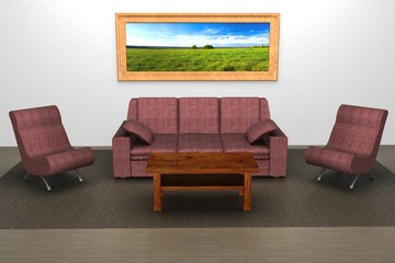 Interior of a home room. 3D image.