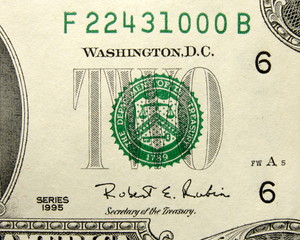 two dollar bill detail - TWO