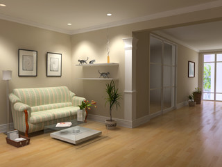 modern open interior (3D rendering)