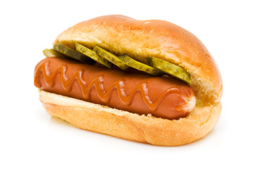Hot dog on white background. Junk food image series