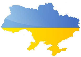 Obraz premium Carte de l'Ukraine (Drapeau métal)