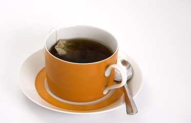 Nice cup of tea in an orange cup