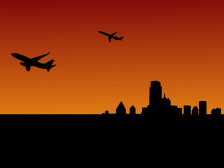 Fototapeta na wymiar two planes leaving Dallas