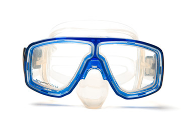 An isolated shot of a snorkeling goggles