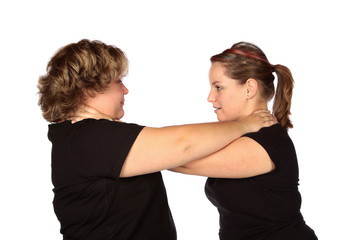 Sisters at war trying to strangle each other