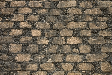 Stone wall made of volcanic rocks