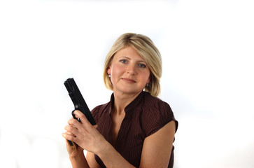 Fototapeta premium frau mit pistole