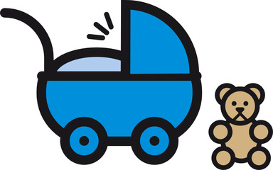 Neugeborenes Baby schreit in einem Kinderwagen