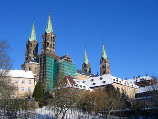 Obraz premium Bamberger Dom mit Gerüst