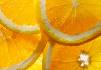 Cercles muraux Tranches de fruits Fond orange