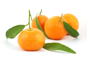 Mandarines isolated on white background