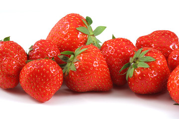 strawberry close-up on white background  and a bit of shadow