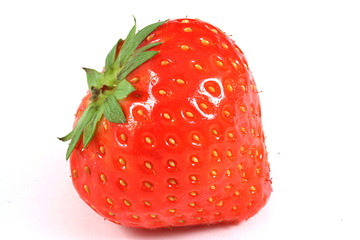 strawberry close-up on white background  and a bit of shadow