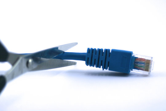 Scissors cuting LAN cable - get wireless