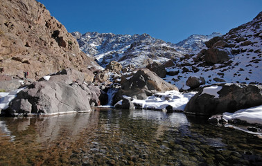 Lake on the way to the mt Toubkal. Morocco. High-Atlas.