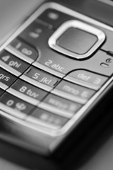 Obraz premium Monochromatic image of the keypad of a cell phone.