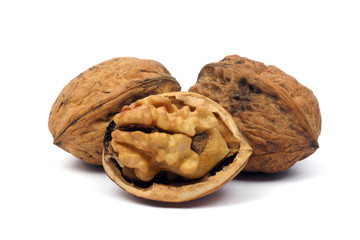 Walnuts isolated on white