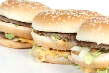 Three hamburgers in a row