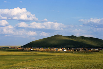 An isolated village in Inner Mongolia, summer view.