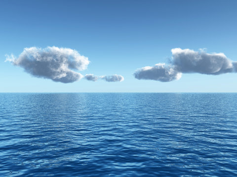 Beautiful sea and clouds sky - digital artwork