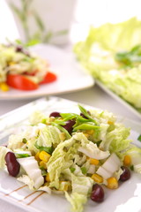 Fresh  salad with corn, beans and basil
