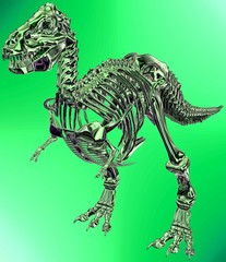 Grün metallic T-Rex Halloween Skelett