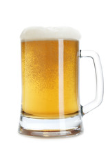 Beer mug with froth isolated over a white background