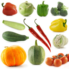 Variety vegetables isolated over a white background