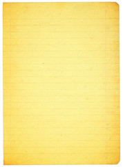 piece of stained lined paper isolated on pure white background - 5446914