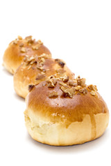 object on white - food - bun with nuts