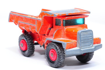 Old orange toy truck
