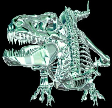 Grün metallic Drachen-Skelett