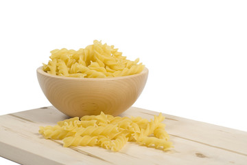 Pasta in dish isolated