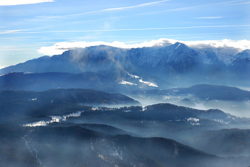 mountains with fog