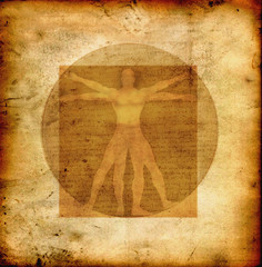 Stylized illustration of Laonardo Da vinci's Vitruvian Man