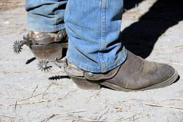 Well Worn Workin Cowboy Western Boot With Buckaroo Spurs