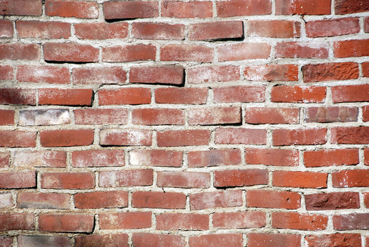 Background Brick Wall with Whitewash Mortar