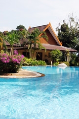 Tropical spa resort with pool in Phuket, Thailand.