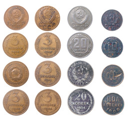 Russian coins.isolated on a white background.