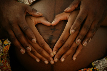 Lovely Couple's Hand On Pregnant Belly