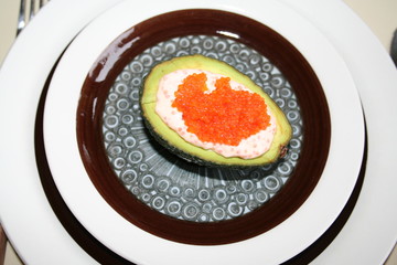 Avocado with caviar
