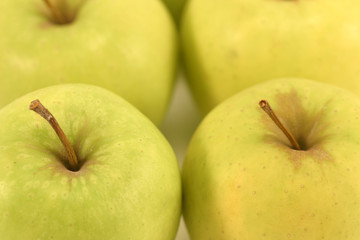 Some apples are photographed close up