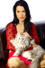 Beautiful woman with cat